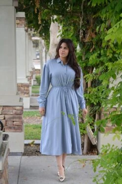 Matilda Dusty Blue Buttoned Dress -Women Dresses Store Facetune 16 09 2023 14 01 57