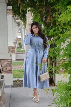 Matilda Dusty Blue Buttoned Dress -Women Dresses Store Facetune 16 09 2023 14 02 36