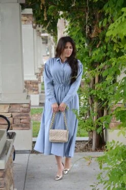 Matilda Dusty Blue Buttoned Dress -Women Dresses Store Facetune 16 09 2023 14 03 38