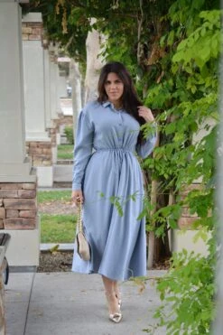 Matilda Dusty Blue Buttoned Dress -Women Dresses Store Facetune 16 09 2023 14 03 59