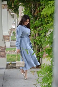 Matilda Dusty Blue Buttoned Dress -Women Dresses Store Facetune 16 09 2023 14 04 19