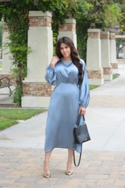 Chloe Dusty Blue Satin Dress -Women Dresses Store Facetune 16 09 2023 16 56 44