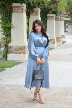 Chloe Dusty Blue Satin Dress -Women Dresses Store Facetune 16 09 2023 16 57 11