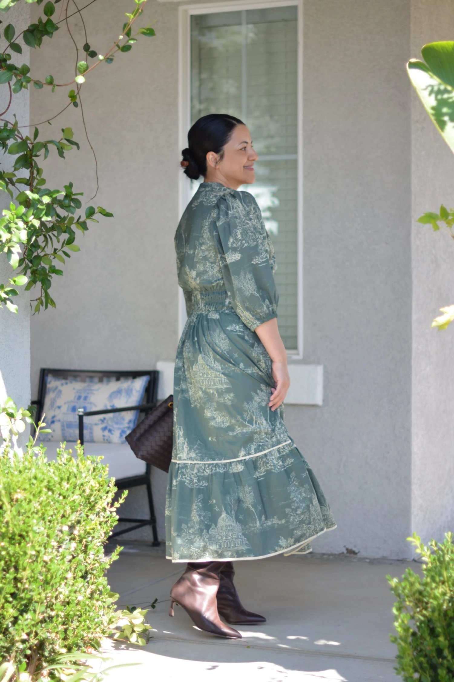 Briseida Toile Olive Green Cotton Dress 4 Briseida Toile Olive Green Cotton Dress - Image 2