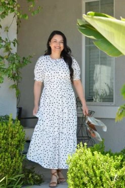 Marian Navy Polkadot Maxi Dress