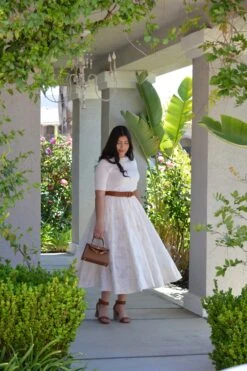 Annie Cream Jaquard Midi Skirt
