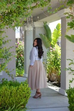 Lela Linen Blend Tan Midi Skirt -Women Dresses Store Facetune 23 05 2025 16 09 22