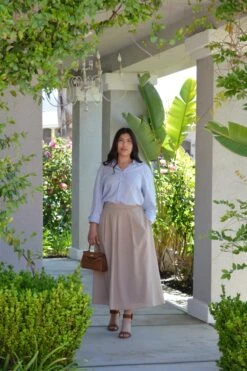 Lela Linen Blend Tan Midi Skirt -Women Dresses Store Facetune 23 05 2025 16 10 04