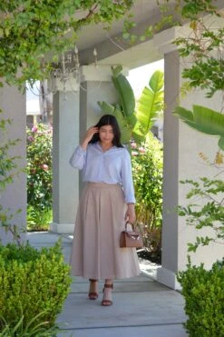 Lela Linen Blend Tan Midi Skirt -Women Dresses Store Facetune 23 05 2025 16 12 29