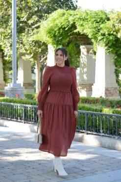 Ally Brick Smocked Dress -Women Dresses Store Facetune 25 07 2024 15 31 06