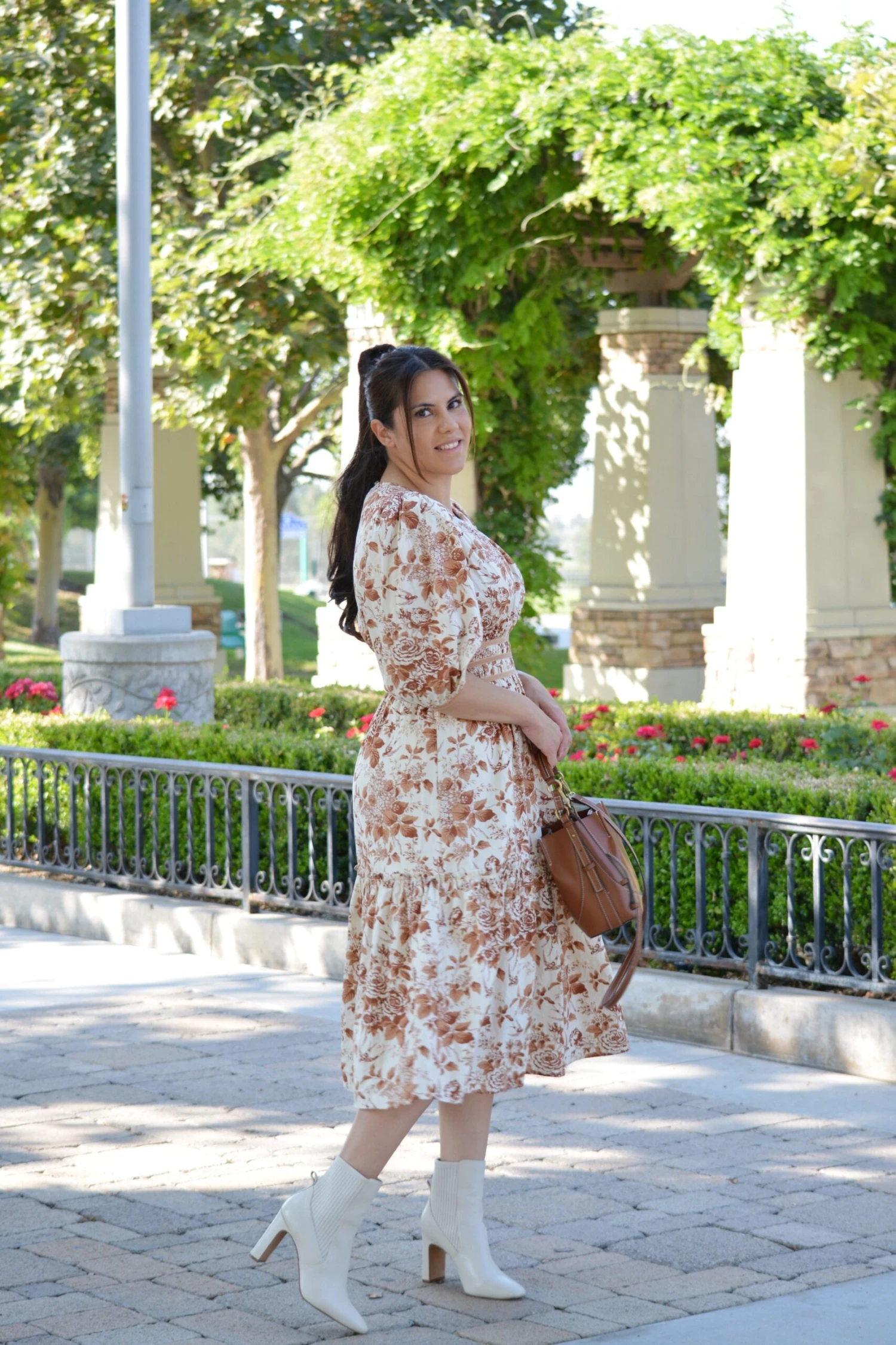 Bridget Brown Floral Midi Dress 4 Bridget Brown Floral Midi Dress - Image 2