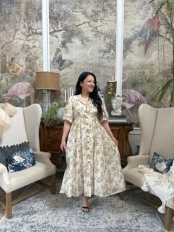 Eunice Chartreuse Floral Dress