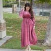 Cameo Pink Velvet Maxi Dress