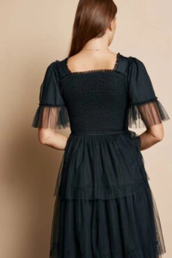 Novalee Black Ruffled Tulle Dress -Women Dresses Store IMG 4053