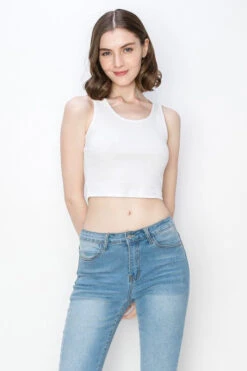 Mier Ribbed Cropped Layering Tops (black And White) -Women Dresses Store IMG 0736