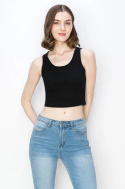 Mier Ribbed Cropped Layering Tops (black And White) -Women Dresses Store IMG 0737