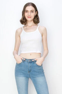 Mier Ribbed Cropped Layering Tops (black And White)