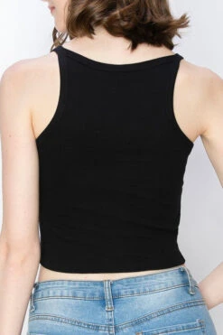 Mier Ribbed Cropped Layering Tops (black And White) -Women Dresses Store IMG 0740
