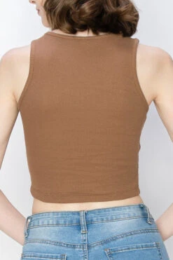 Mier Ribbed Cropped Layering Tops (black And White) -Women Dresses Store IMG 0741