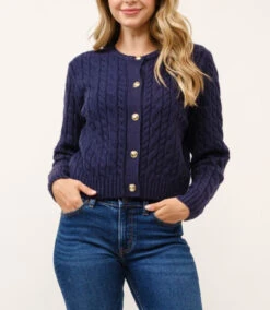 Maisy Navy Cableknit Cardigan -Women Dresses Store IMG 5746