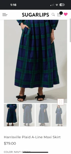 Harley Navy Plaid Maxi Skirt -Women Dresses Store IMG 7681