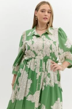 Tova Green Floral Midi Dress -Women Dresses Store IMG 8731