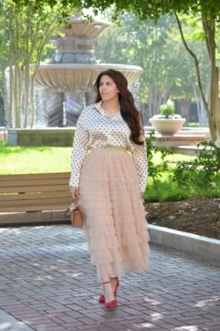 Charlotte Tan Tulle Tiered Skirt -Women Dresses Store image 099a8722 57c8 4bd6 a2c3 b1f6a7c8b435