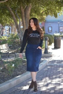 Justine Dark Denim Skirt (sewed Hem)