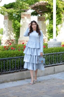 Amalfi Sky Blue Ruffled Dress -Women Dresses Store image 1f43da90 5f98 4ff0 8012 6060225b9992