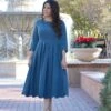 Berlin Teal Scalloped Dress