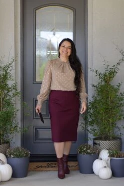 Mercy Burgundy Pencil Skirt -Women Dresses Store image 27ccae67 ebb2 433b 8217 90276b85a30b