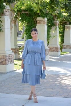 Calista Warm Blue Ruffled Dress -Women Dresses Store image 29a38597 83e7 4aec 9a91 396daf8fe55f