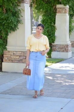 Gemma Light Washed Maxi Denim -Women Dresses Store image 32041759 6762 4dd1 90bb 45f2261df807