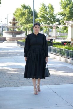 Florence Black Eyelet Cotton Dress -Women Dresses Store image 45853acb 9759 4f33 8380 e45894dda1c5