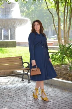 Britain Navy Pleated Dress -Women Dresses Store image 4bdd7cb8 5d8d 4c12 8031 f614dbb0cb75