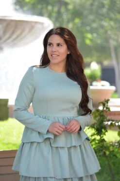 Amalfi Sage Ruffled Dress -Women Dresses Store image 9c8fac80 93b7 4410 a00d a53d37092fc2