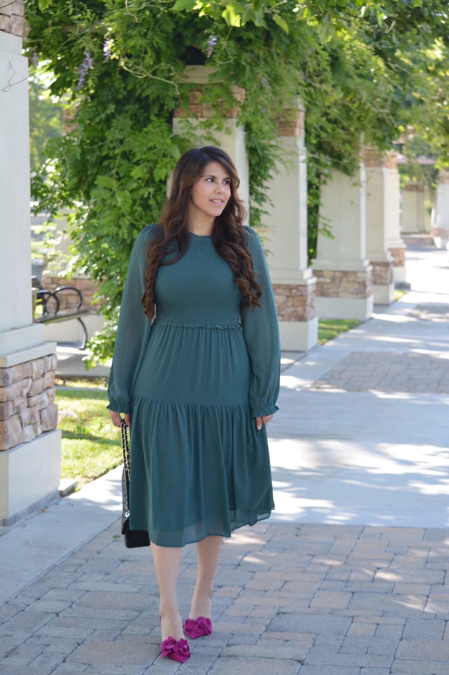 Ada Hunter Green Smocked Dress 6 Ada Hunter Green Smocked Dress - Image 4