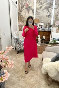 Emma Fuchsia Pink Pleated Dress -Women Dresses Store image a9561e69 38ce 460c af1a dfde732b1486