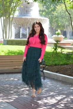 Charlotte Green Tulle Tiered Skirt -Women Dresses Store image ac1cd64c a06b 4131 b86d b20deee8dc31