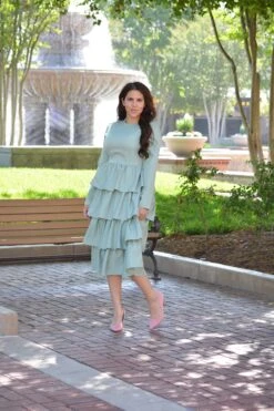 Amalfi Sage Ruffled Dress -Women Dresses Store image bc0eb594 31a3 423a b77d 6bc0e527b2b3