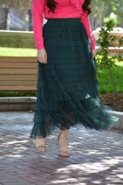 Charlotte Green Tulle Tiered Skirt -Women Dresses Store image c455d124 ec1d 4032 8a4d 545c19bfbcef