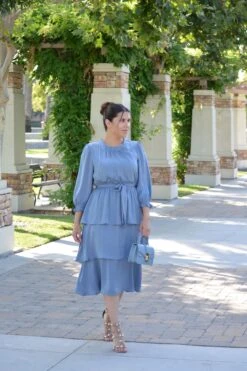 Calista Warm Blue Ruffled Dress -Women Dresses Store image cf6871a2 5277 48f4 a920 d60cd949205e