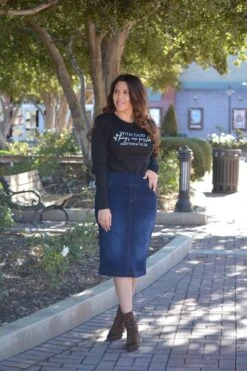 Justine Dark Denim Skirt (sewed Hem) -Women Dresses Store image db6ad54c b06e 46ee 84e9 9fea37e887f1