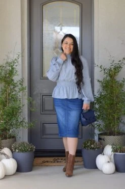 Justine Indigo Denim Skirt -Women Dresses Store image ddbe8ae2 1b64 4367 a6a8 b3f6d4678599