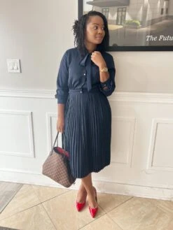 Britain Navy Pleated Dress -Women Dresses Store image dfc6c3ca c6bc 4531 ab3a a0f343afb3ba