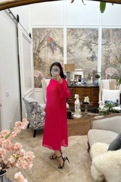 Emma Fuchsia Pink Pleated Dress -Women Dresses Store image f61a4a19 5c5d 45ff a98f b928db996858
