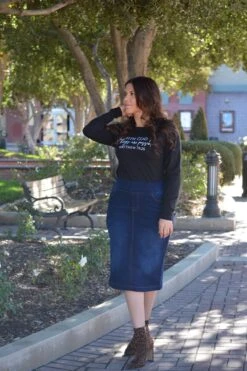 Justine Dark Denim Skirt (sewed Hem) -Women Dresses Store image fcfc2428 4619 4f26 b01f 5f0854d7fd43