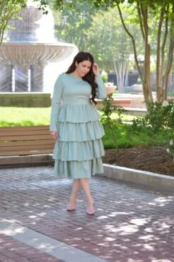 Amalfi Sage Ruffled Dress -Women Dresses Store image ff630ce2 e36a 498d ae18 3b3d9ba2db3e